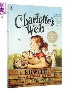 英文英语原版Charlotte's web夏洛的网 夏洛特的网 全彩大开本英版 680L 经典儿童文学英语小说 纽伯瑞奖字体大【中商原版】