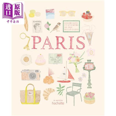 【法文版】涂色贴纸书 巴黎 插画家Zoe De Las Cases绘 Paris Carnet de coloriages et de stickers【中商原版】