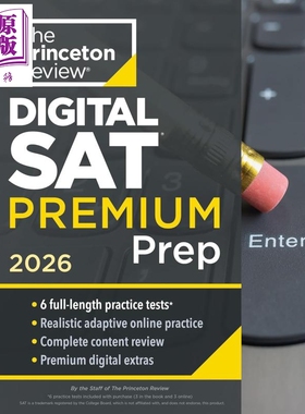 新版2026年版普林斯顿在线SAT考试高级备考指南 美国大学入学考试 Princeton Review Digital SAT Premium Prep【中商原版】