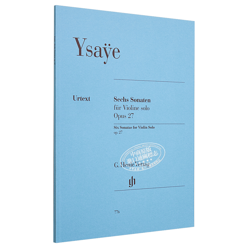 Six Sonatas op. 27 for Violin solo 进口艺术 伊萨伊六首小提琴奏鸣曲 op27 独奏无伴奏 带指法【中商原版】