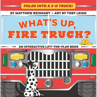 现货 What’s Up, Fire Truck 立体搭建书:消防车 低幼亲子益智游戏书绘本 纸板书 英文原版 0-3岁【中商原版】