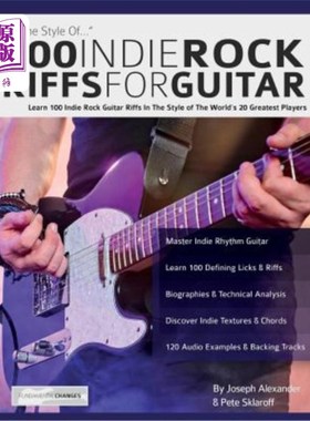 海外直订100 Indie Rock Riffs for Guitar 100首吉他独立摇滚Riffs
