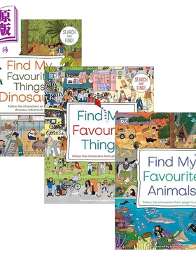 预售 DK喜爱找找书3册 英文原版儿童绘本 亲子互动游戏纸板书 Find My Favourite Things 动物 Animals 恐龙 Dinosaurs【中商原版?