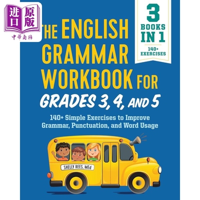 英文原版小学三四五年级英语语法练习册 The English Grammar Workbook for Grades 3 4 5 语法 标点符号 单词用法【中商原版