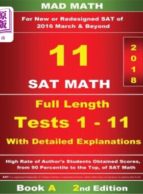 海外直订Book A Redesigned SAT Math Tests 1-11 预订重新设计的SAT数学考试1-11