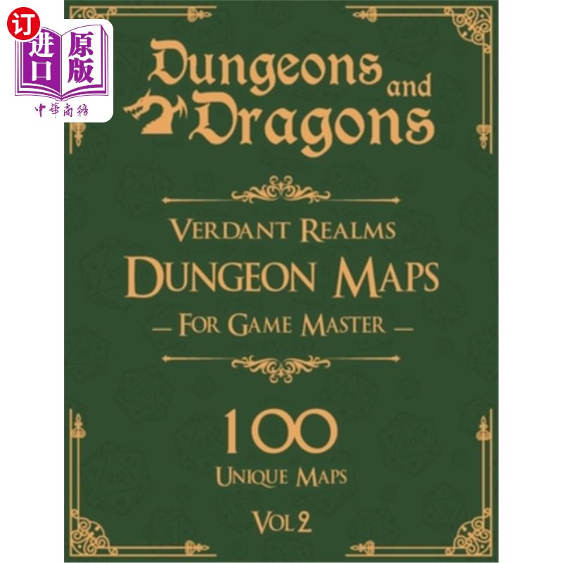 海外直订Dungeons and Dragons Verdant Realms Dungeon Maps for Game Masters Vol 2: 100 Uni 龙与地下城翠绿的领域地下城