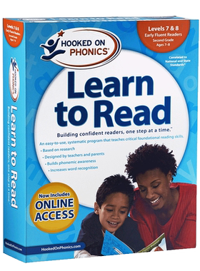 迷上自然拼读学与读第2级全集L7&8新版Hooked on Phonics Learn to Read 2nd Grade Complete Levels 7&8带DVD光盘【中商原版