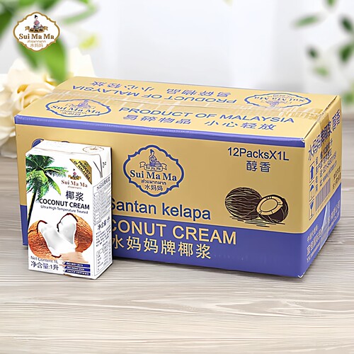 水妈妈椰浆1L*12盒整箱进口经典醇香椰汁西米杨枝甘露奶茶店原料