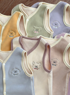 儿童马甲秋冬宝宝保暖背心奥粒绒男童女童加绒厚内穿护肚开衫坎肩