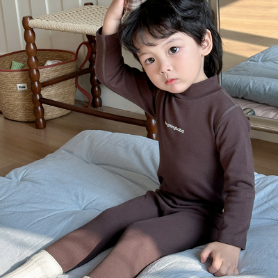 婴儿童秋衣秋裤男童女童纯棉无骨保暖半高领内衣宝宝打底睡衣套装
