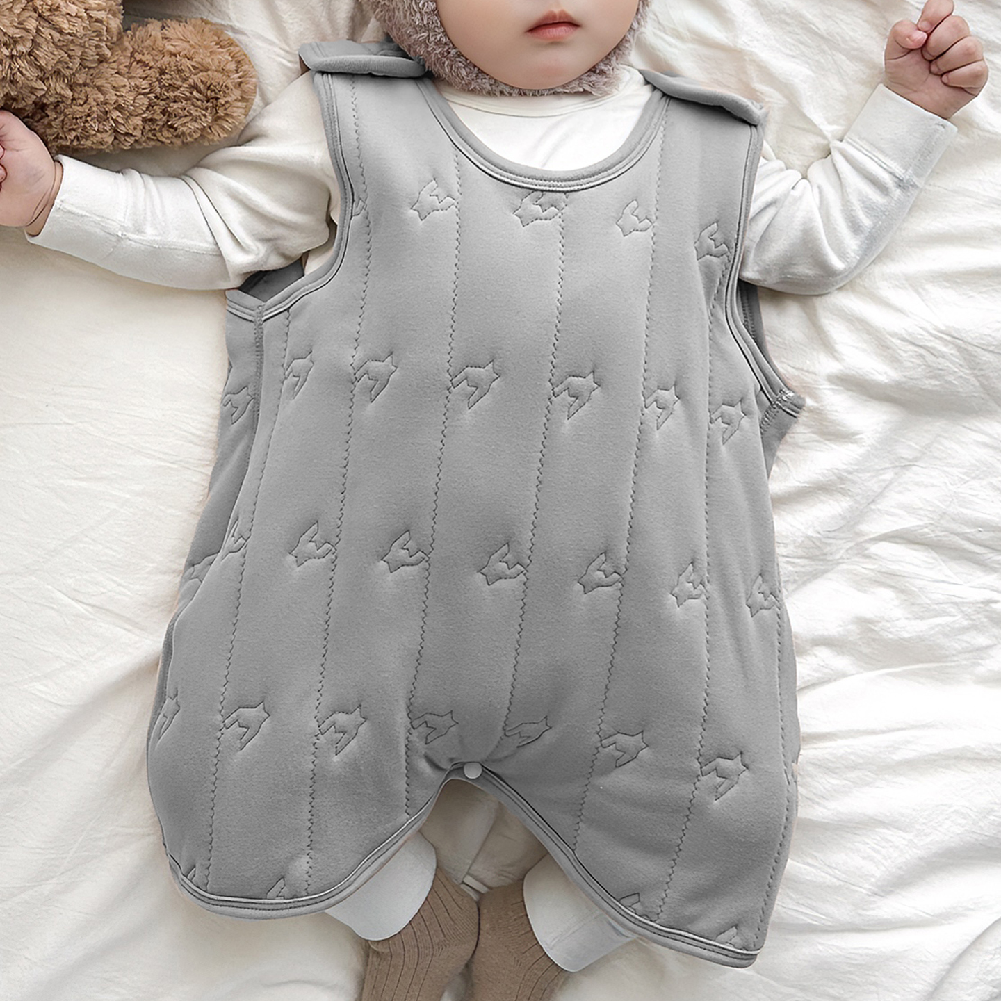 婴儿童背心式防踢被护肚连体睡衣