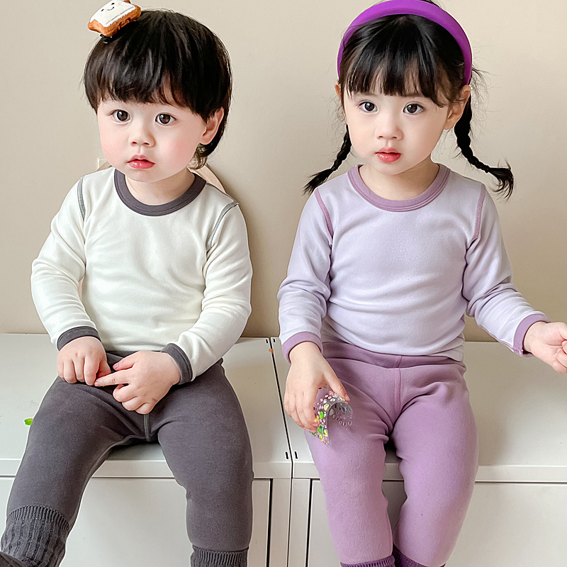 冬儿童无骨保暖温芯绒秋衣裤套装