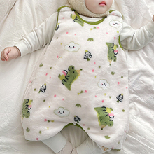 宝宝睡袋秋冬珊瑚绒婴儿童背心防踢被护肚神器法兰绒无袖连体睡衣