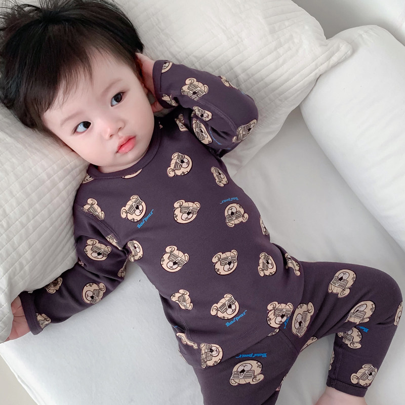 宝宝秋衣套装全棉无骨婴幼儿童内衣纯棉秋冬款男童厚保暖秋衣秋裤