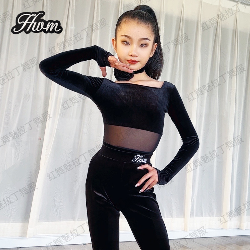 专业女童拉丁舞练功服裤子套装
