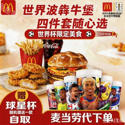 麦当劳代下单新品FIFA球星杯世界波犇牛堡套餐全国通用优惠世界杯