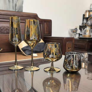 私人订制杯具 酒吧VIP专属酒杯贵宾酒具电镀杯金色酒杯雕刻花杯子