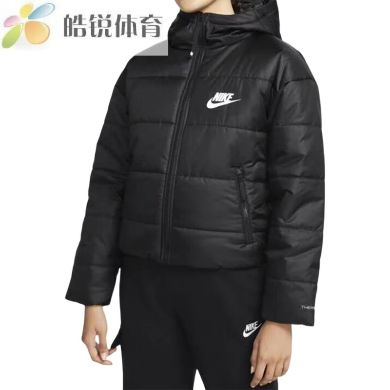 Nike Therma-Fit耐克女子运动休闲短款连帽棉服外套DJ6996-010,运动服/休闲服装,运动棉衣,淘宝优惠券,粉丝福利购,淘宝优惠卷