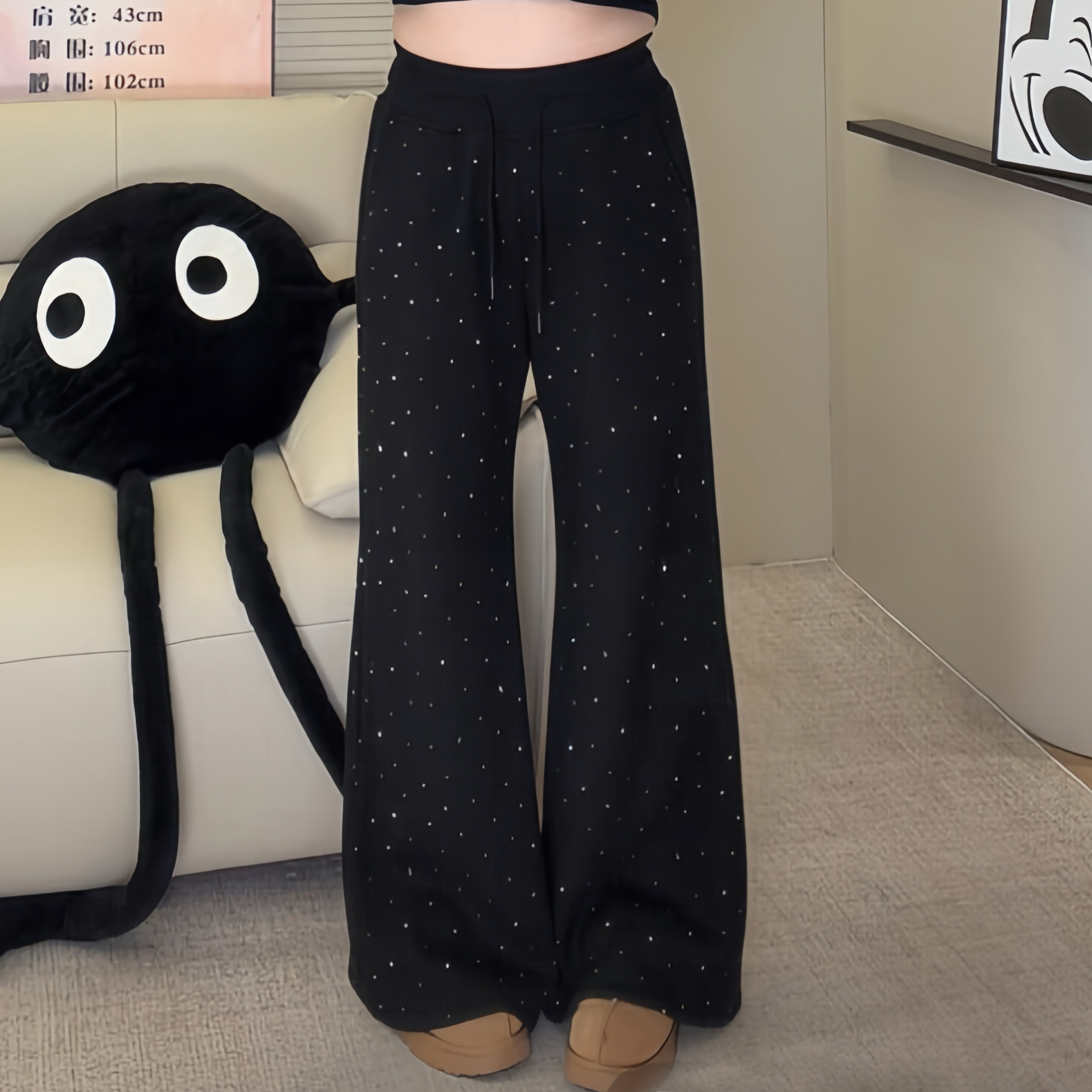 ◆ 回头率UP！秒变漫画腿~◆W1436肉肉女生加绒微喇裤亮钻休闲裤,女装/女士精品,休闲裤,淘宝优惠券,粉丝福利购,淘宝优惠卷