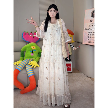 ◆紫藤茶歇！私享版◆高个子大码女装夏季新款胖MM气质连衣裙9036