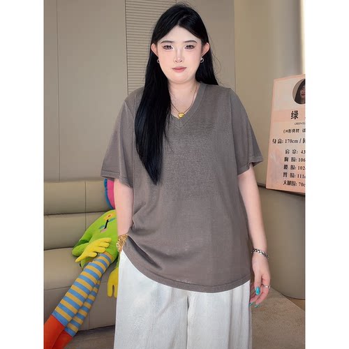 ◆会呼吸清凉tee◆高个子私服宽松新慵懒休闲短袖T恤V领上衣W1583