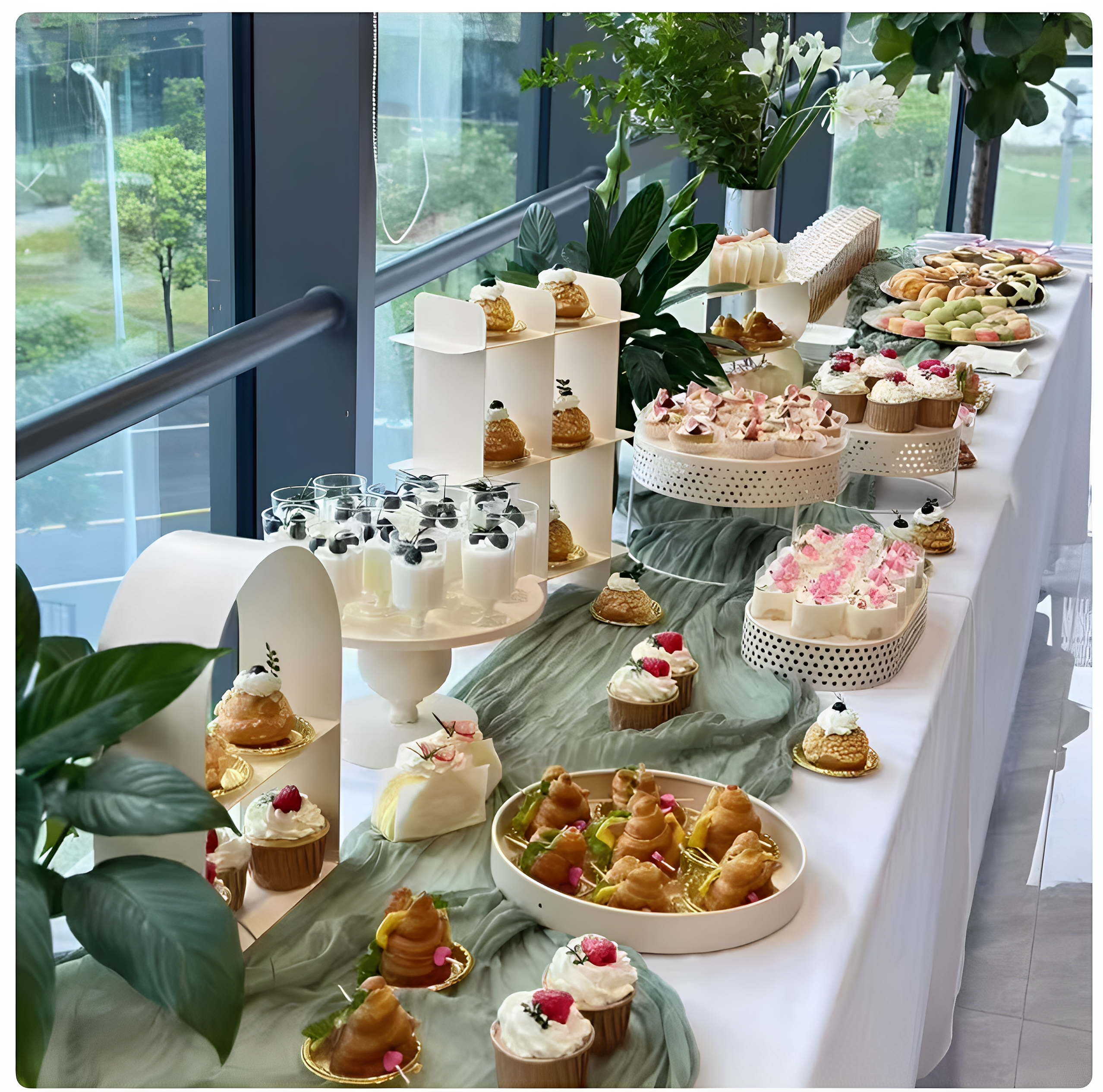 奶油风甜品台摆件展示架生日蛋糕架婚礼摆台冷餐茶歇铁艺点心托盘