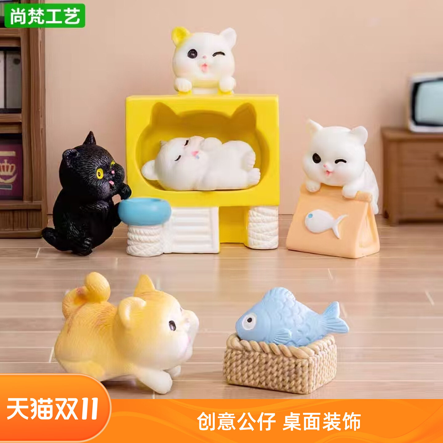微景观创意可爱趴趴小猫咪公仔图片