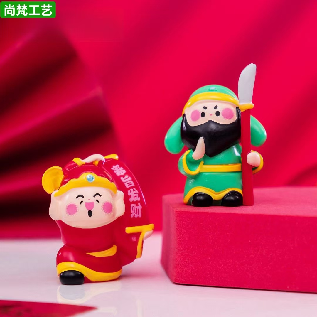 微景观创意新年发招财关公摆件