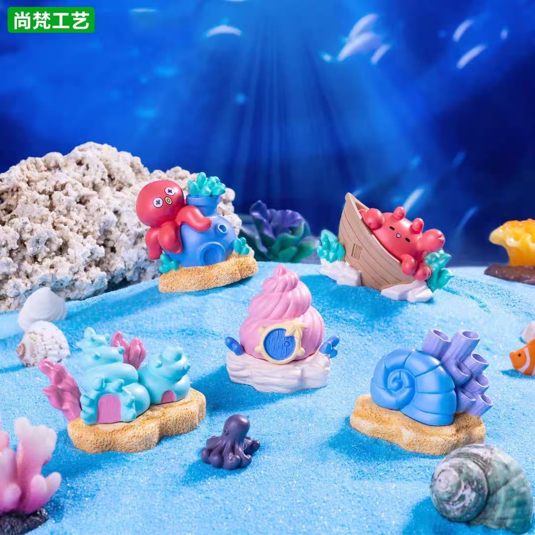 微景观创意彩色海螺房子 海洋造景diy装饰品配件生态瓶迷你小摆件