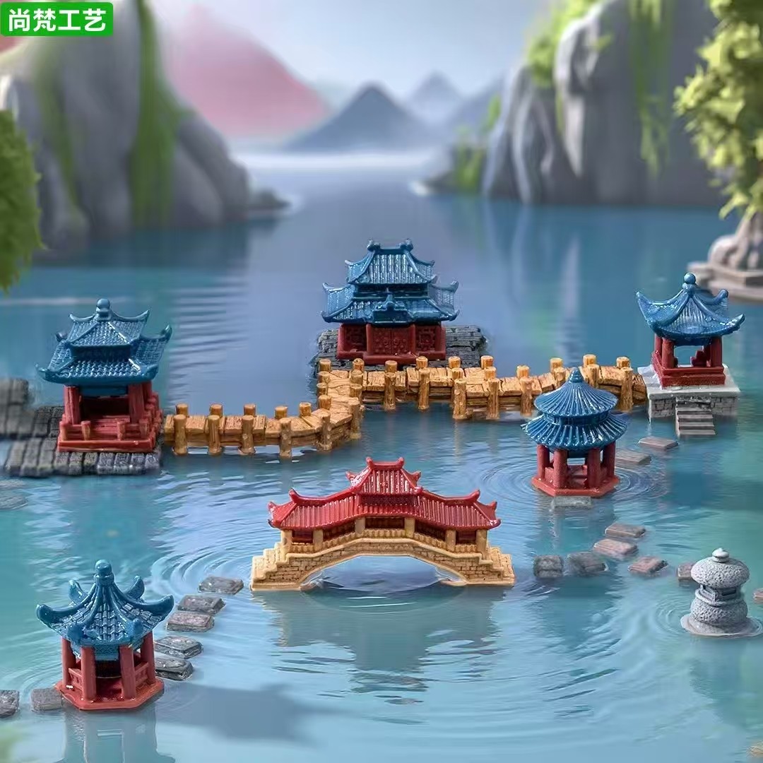 微景观仿真假山凉亭造景装饰摆件