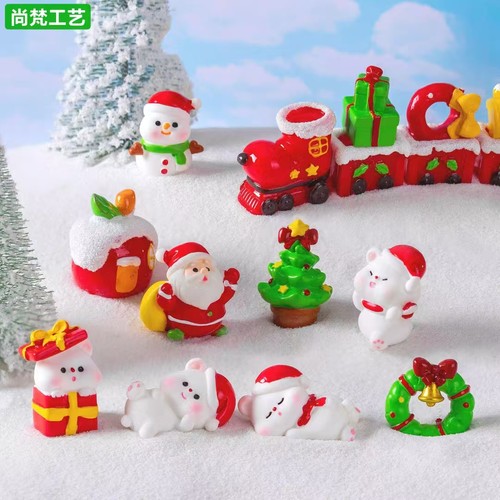 微景观可爱圣诞节老人小熊摆件