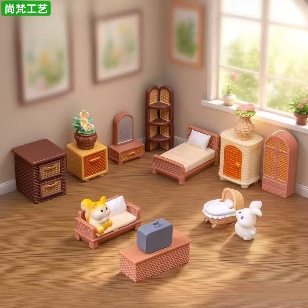 微景观创意藤编衣柜家具系列摆件