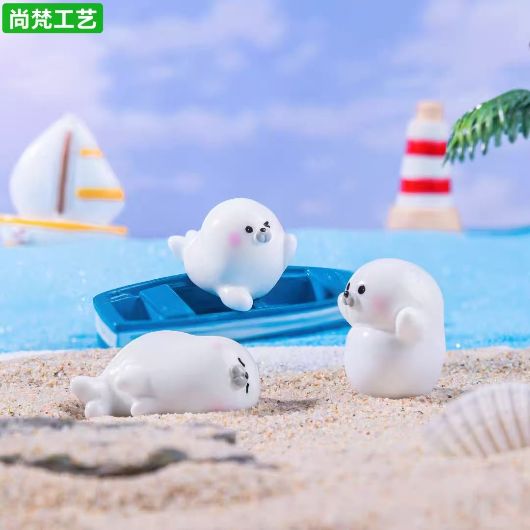 微景观创意可爱海豹海洋动物 水族鱼缸箱diy装饰品配件迷你小摆件