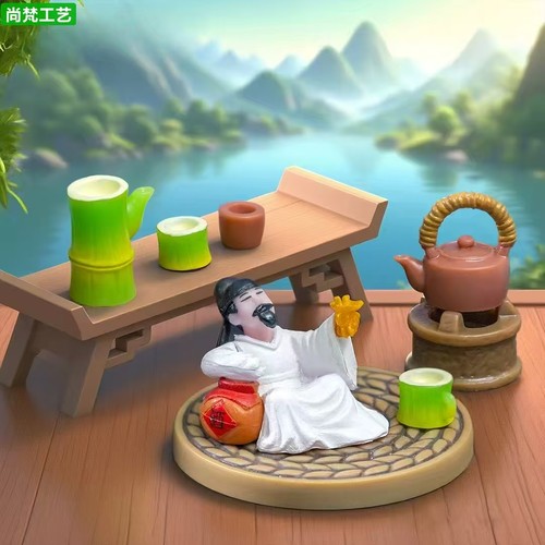微景观创意围炉煮茶微缩桌面摆件