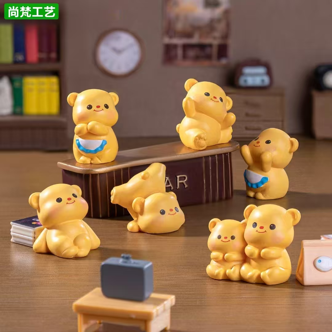 可爱黄色奶油小熊公仔萌粒摆件