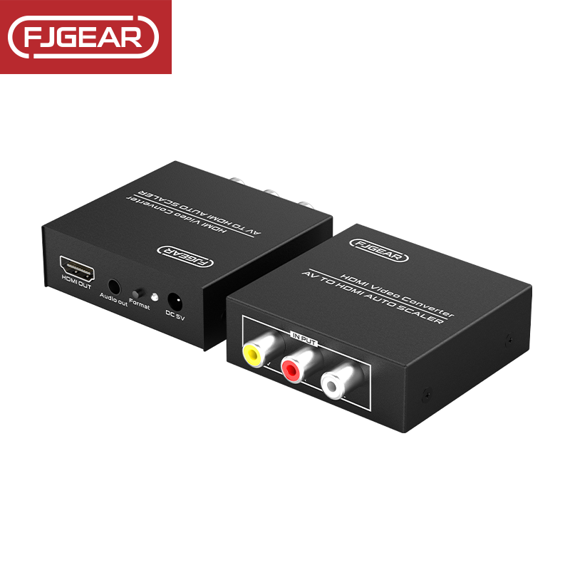 丰杰 AV转HDMI转换器 三莲花转高清接口老电视机转换器FJ-AH1308