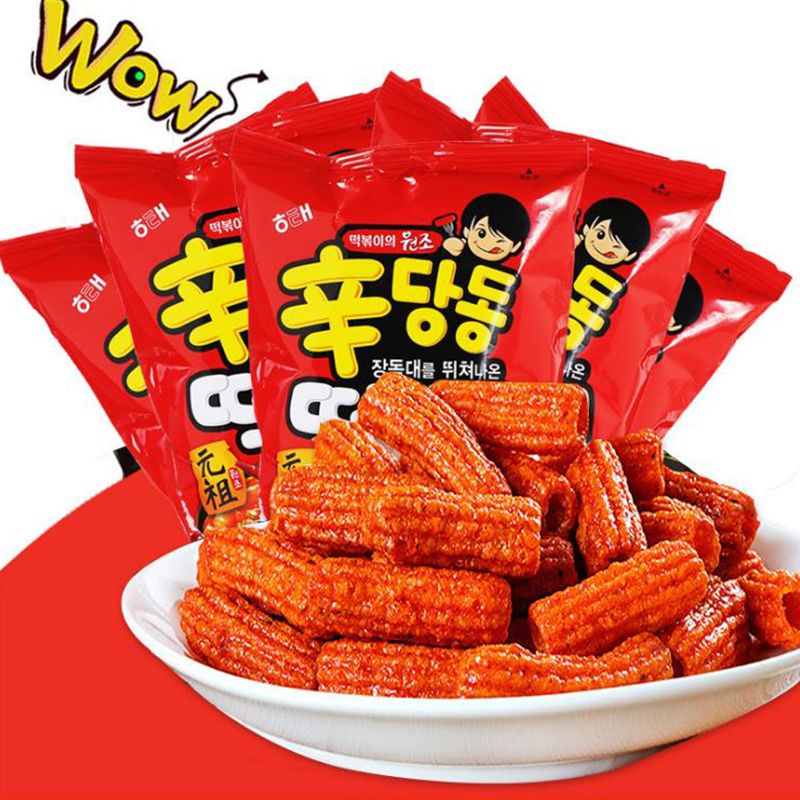 韩国进口零食品 海太元祖辣味打糕条 辣炒年糕味膨化条110g*2袋