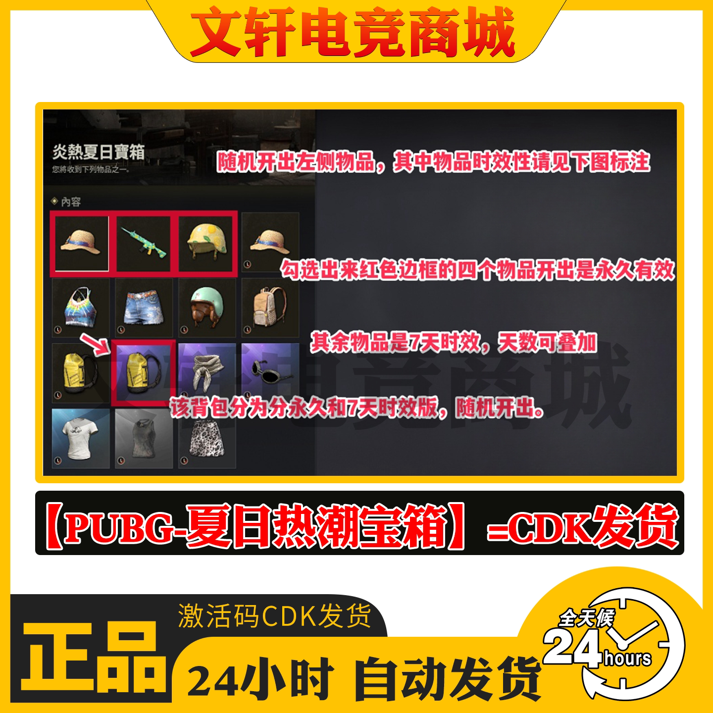 PUBG绝地求生夏日热潮宝箱柠檬汁M4柠檬汁头盔三级包皮肤宝箱CDK图片