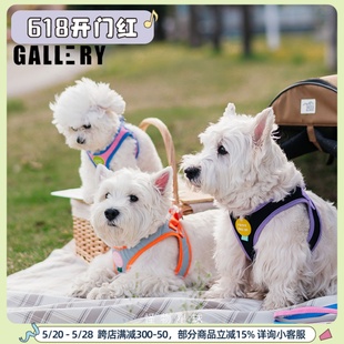 遛狗牵引绳项圈宠物背 韩国PuppyGallery撞色胸背狗狗牵引背心式