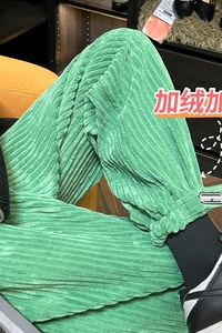 冬季新款粗条灯芯绒魔术贴加绒加厚宽松休闲裤 TY251 P65控78图片