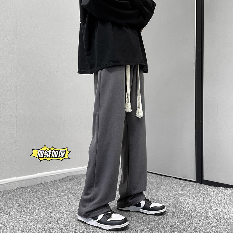 新款秋冬季高接宽绳加绒休闲拖地卫裤TY236加绒-68,男装休闲裤,星座512A（原616）