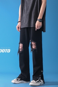 夏季破洞排扣开叉牛仔裤 XZ616-TY133 P55控68图片