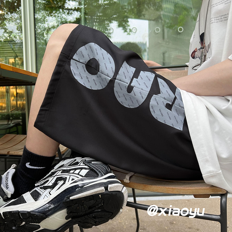 XZ616新款宽松百搭大字母印花冰丝裤休闲五分裤TY352P35控48,男装休闲裤,星座512A（原616）