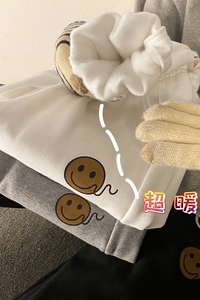 港风新款百搭笑脸魔术贴加绒卫裤 TY046 P55控68图片