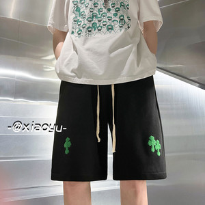 XZ616 新款百搭克罗心植绒短裤休闲五分裤  TY343 P45控55图片