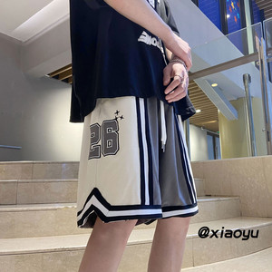 XZ616 夏季新款自制刺绣拼接五分裤休闲运动短裤 TY322 P45控55图片