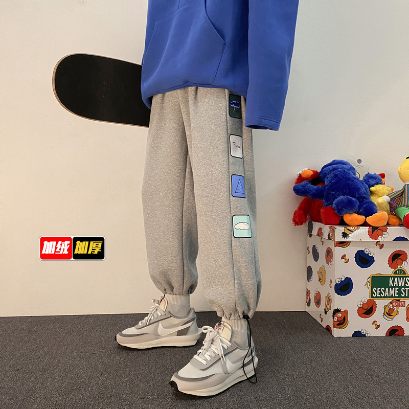 XZ616冬季加绒设计印花百搭宽松卫裤长裤TY043P55控68,男装休闲裤,星座512A（原616）