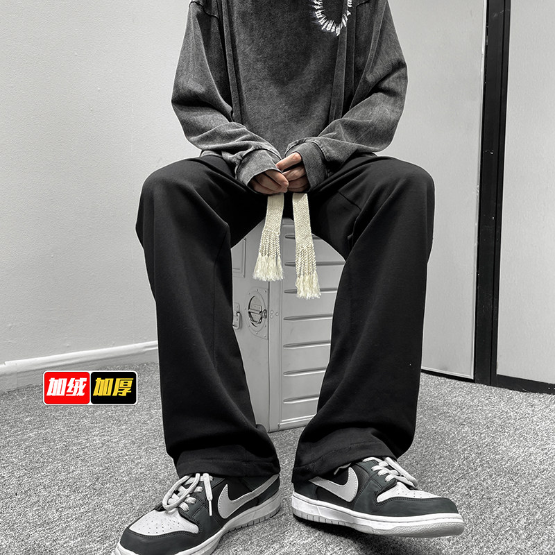 新款秋冬季高接宽绳加绒休闲拖地卫裤TY236加绒-68,男装休闲裤,星座512A（原616）
