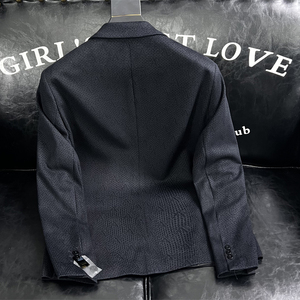 XZ88123/P185羊毛混纺西服外套男商务休闲单西上衣字母暗纹藏青色图片