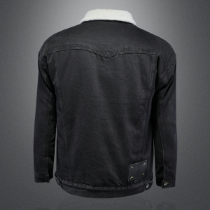 羊羔毛牛仔棉服外套男 加厚牛仔衣黑色外套730/M9363/P158图片